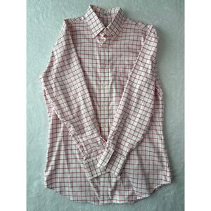 Peter Millar Nanoluxe Easy Care Shirt Men Size Medium Pink White Plaid